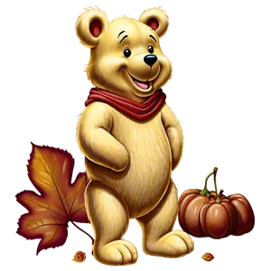 Pooh Bear In Autumn PNG Swl