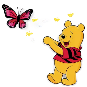 Pooh Bear With Butterfly PNG Seq PNG