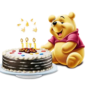 Pooh Bear With Cake PNG Enq