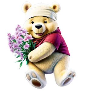 Pooh Bear With Flowers Png Puy PNG image