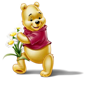 Pooh Bear With Flowers PNG Wyd55 PNG