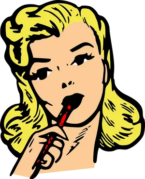 Pop Art Contemplative Blonde PNG image