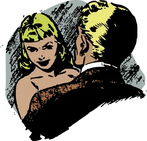 Pop Art Couple Whispering PNG image