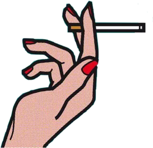 Pop Art Style Hand Holding Cigarette PNG image