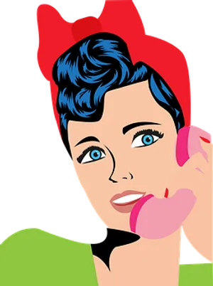 Pop Art Style Womanon Phone PNG image