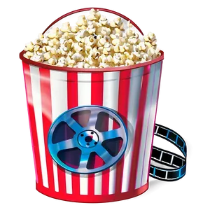 Popcorn Bucket With Film Reel PNG 06132024