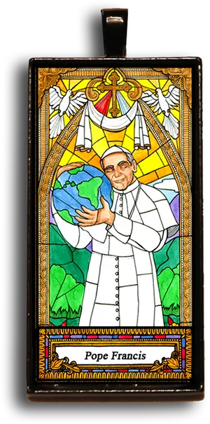 Pope Francis Stained Glass Artwork PNG image