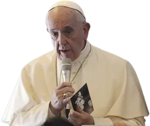 Pope Speakingwith Microphone PNG image