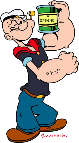 Popeye Holding Spinach Can PNG image