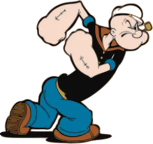Popeye The Sailor Man Flexing Muscles PNG