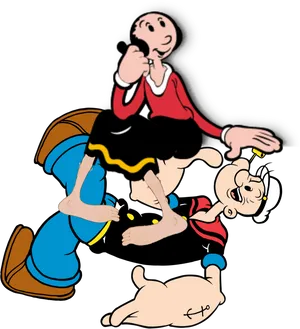 Popeyeand Olive Oyl Cartoon PNG image