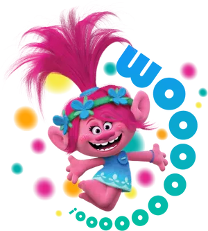 Poppy Trolls Character Celebration PNG image