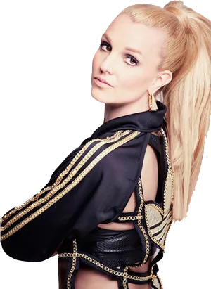 Popstar_in_ Gold_and_ Black_ Attire.png PNG image