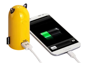 Portable Charger Connecting Smartphone PNG image