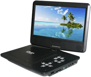 Portable D V D Player Tropical Island Display PNG image
