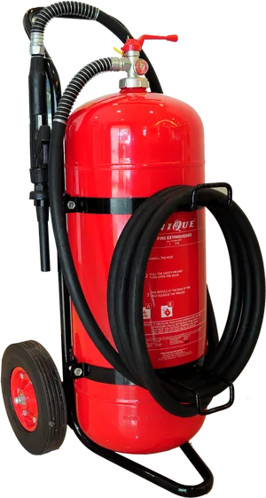 Portable Fire Extinguisheron Wheels PNG image