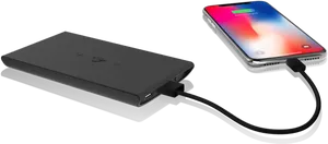 Portable Power Bank Charging Smartphone PNG image