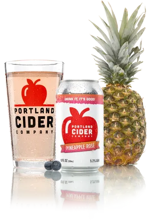 Portland Cider Pineapple Rose Product Display PNG image