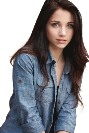 Portraitof Young Womanin Denim Shirt