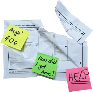 Post It Notes On Business Model Canvas PNG image