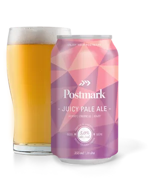 Postmark Juicy Pale Ale Canand Glass PNG image