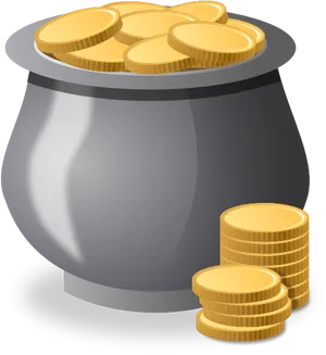 Pot_of_ Gold_ Coins_ Vector PNG