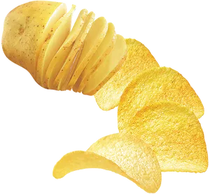 Potato Chips Cascade Floating PNG image