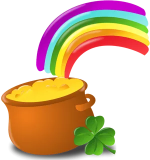 Potof Gold Rainbow St Patricks Day PNG image