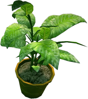 Potted Plant Green Leaves3 D Model PNG image