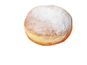 Powdered Sugar Dusted Donuton Black Background.jpg PNG image