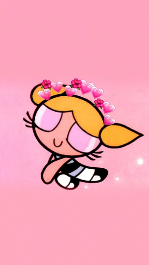 Powerpuff Girl Bubbles Love Hearts PNG image