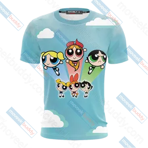 Powerpuff Girls Blue Sky T Shirt Design PNG image