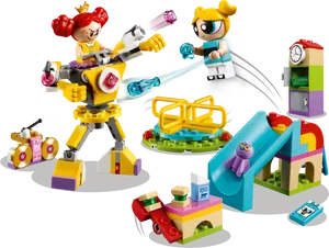 Powerpuff Girls Lego Playset PNG image