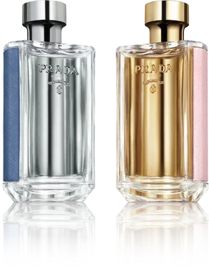 Prada Perfume Bottles Silverand Gold PNG image