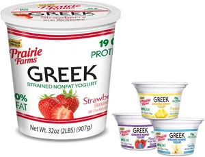 Prairie Farms Greek Yogurt Strawberry Variety PNG image