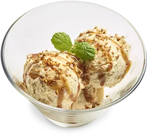 Praline Ice Cream Dessert Bowl PNG image