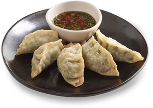 Prawn Dumplings With Dipping Sauce PNG image