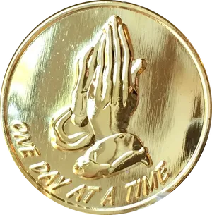 Praying Hands Gold Coin PNG image