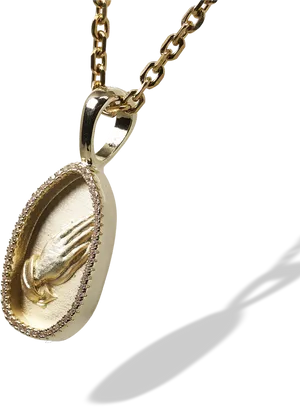 Praying Hands Pendant Necklace PNG image