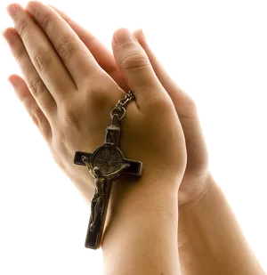 Praying_ Hands_ With_ Cross_ Pendant PNG image