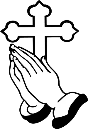Praying_ Hands_with_ Cross_ Vector PNG image