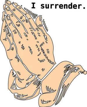 Praying_ Hands_with_ Surrender_ Text PNG image