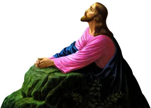 Praying Jesus Artwork PNG