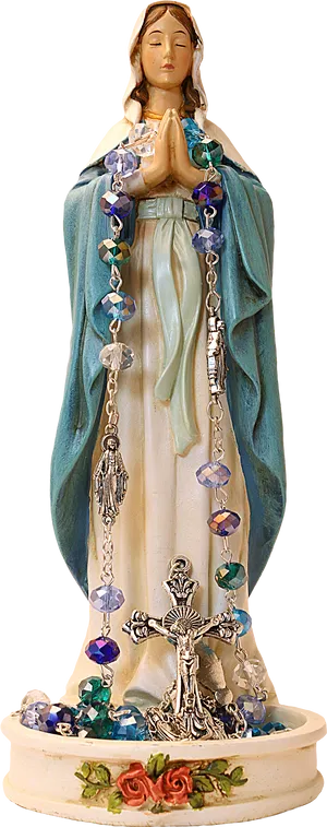 Praying Maria Statuewith Rosary PNG image