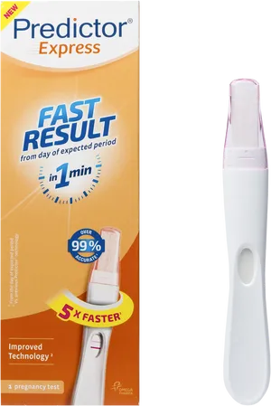 Predictor Express Pregnancy Test Packagingand Device PNG image