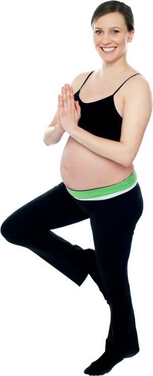 Pregnant_ Woman_ Practicing_ Yoga PNG image