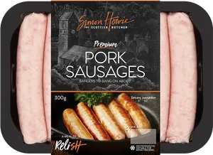 Premium Pork Sausages Packaging PNG image