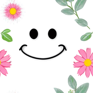 Preppy Smiley Face With Flowers Png 06202024 PNG image