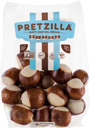 Pretzilla Soft Pretzel Bread Bites Packaging PNG image