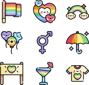 Pride Themed Icons Set PNG image